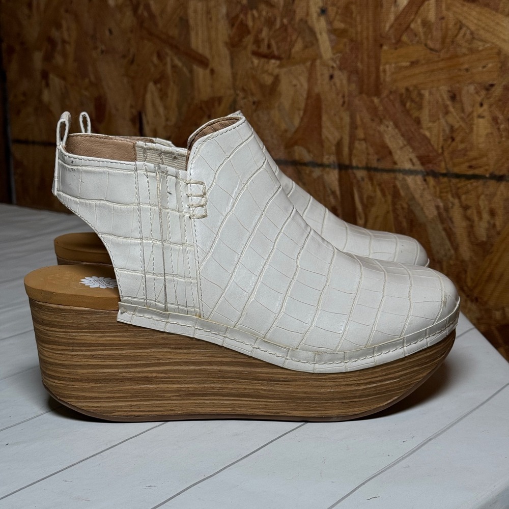 Yellow Box Ivory Wedges Closed Toe Platform Clogs Boho Disco Spring Summer US 9